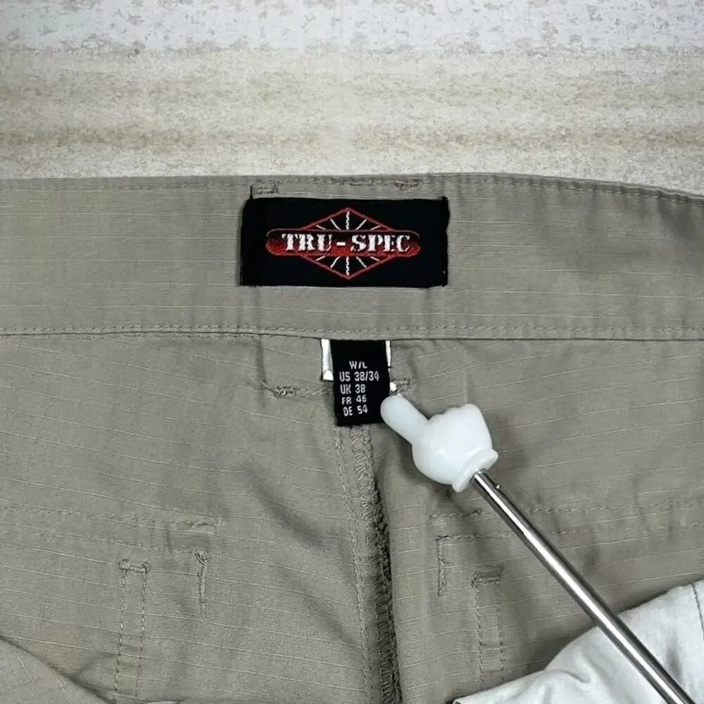 Vintage 90s Tru Spec Tactical Pants 38x34 Baggy Wide Leg Tan Double Knees Cargos